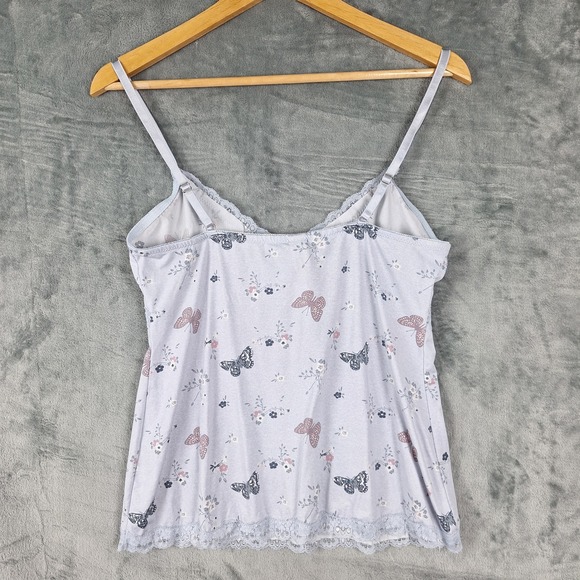 Womens Top Large Babydoll Y2K Butterfly Coquette Fairy Feminine Floral Lace Cami - Picture 7 of 8